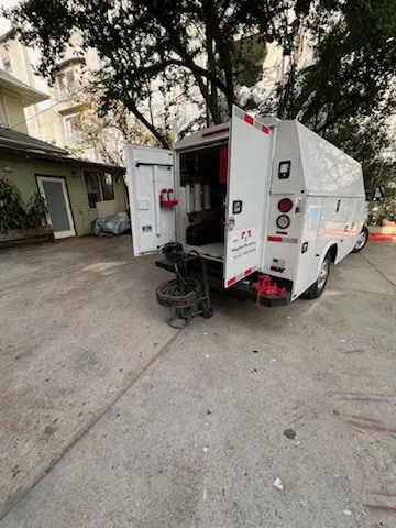 Magnet Plumbing service vehicle on-site for Water Heater Repair in North of Mission Drive